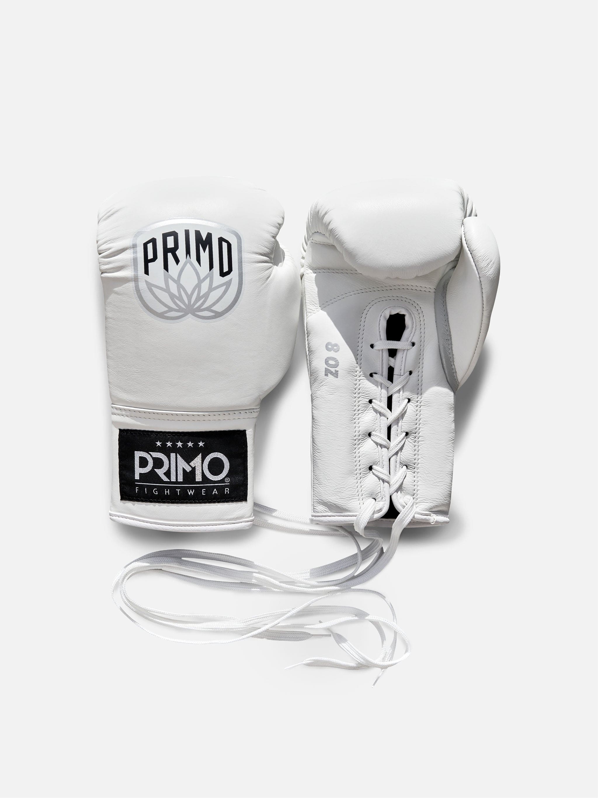 Primo Pro Lace Up Boxing Gloves White